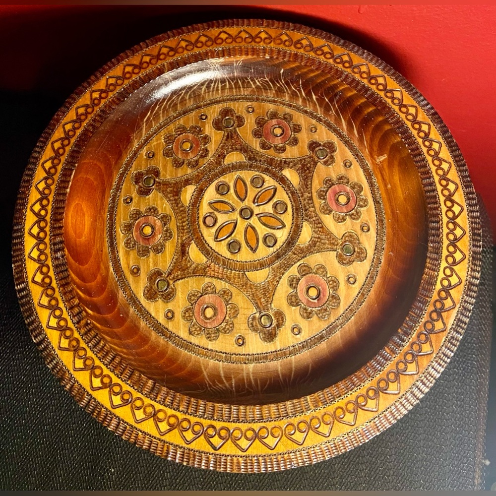 Copper Inlay Plate 10” Vintage Handmade India Home Decor